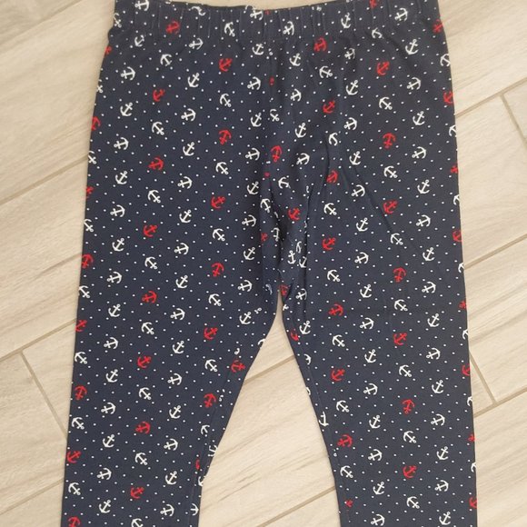 No Boundaries Junior Navy Blue Anchor Print Knit Capri    Size 11-13 Large - Picture 1 of 3